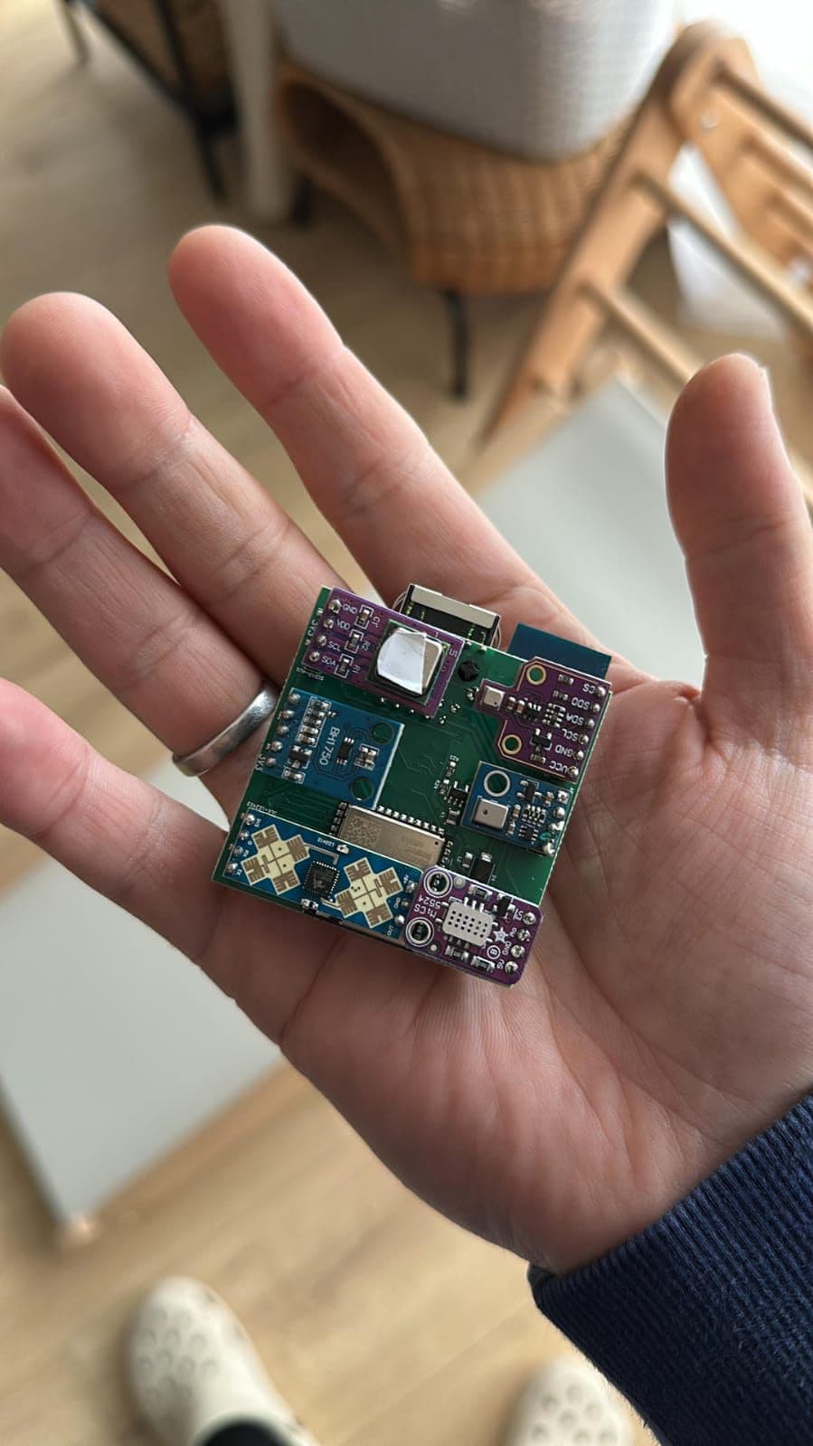 Close view of the gateway board with the RF-star wireless module and RJ45 magjack